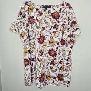 Lane Bryant Womens 14 Floral Flutter Sleeve Polyester Blouse